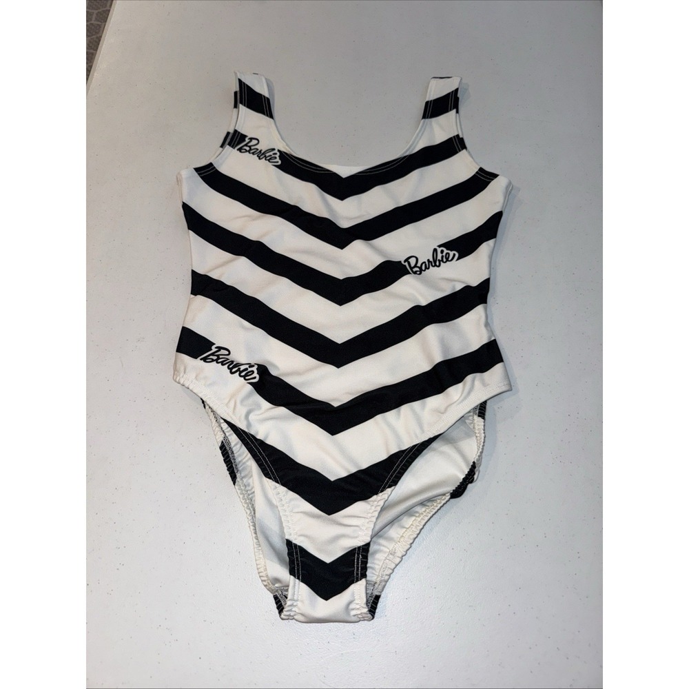 Barbie Women's Swimsuit One Piece Black And White Sz Med Retro Look Classic‎